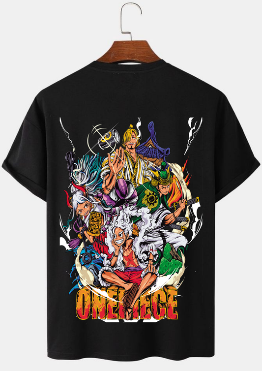 ONE PIECE ANIME PRINTED BLACK TSHIRT FOR MEN - Creazywolfs