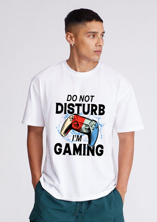 DO NOT DISTURB I'M GAMING PRINTED WHITE TSHIRTS FOR MEN - Creazywolfs