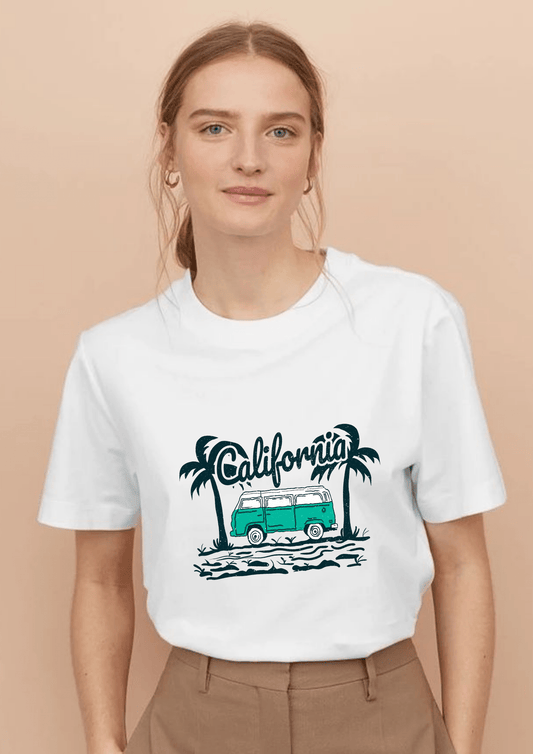 CALIFORNIA PRINTED WHITE TSHIRTS FOR WOMEN - Creazywolfs