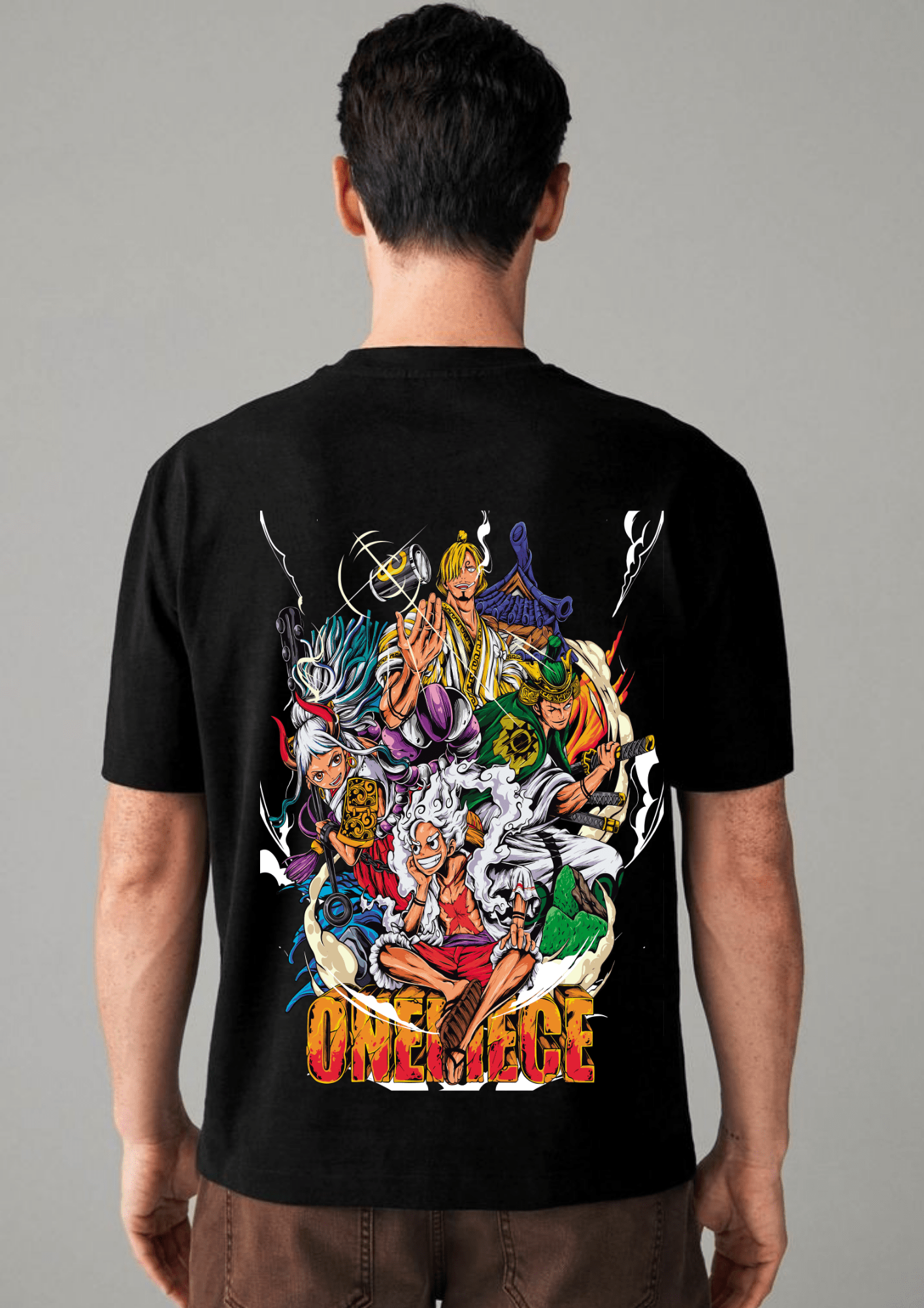 ONE PIECE ANIME PRINTED BLACK TSHIRT FOR MEN - Creazywolfs