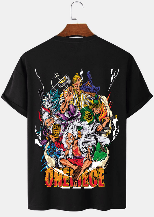 ONE PIECE ANIME PRINTED BLACK TSHIRT FOR MEN - Creazywolfs