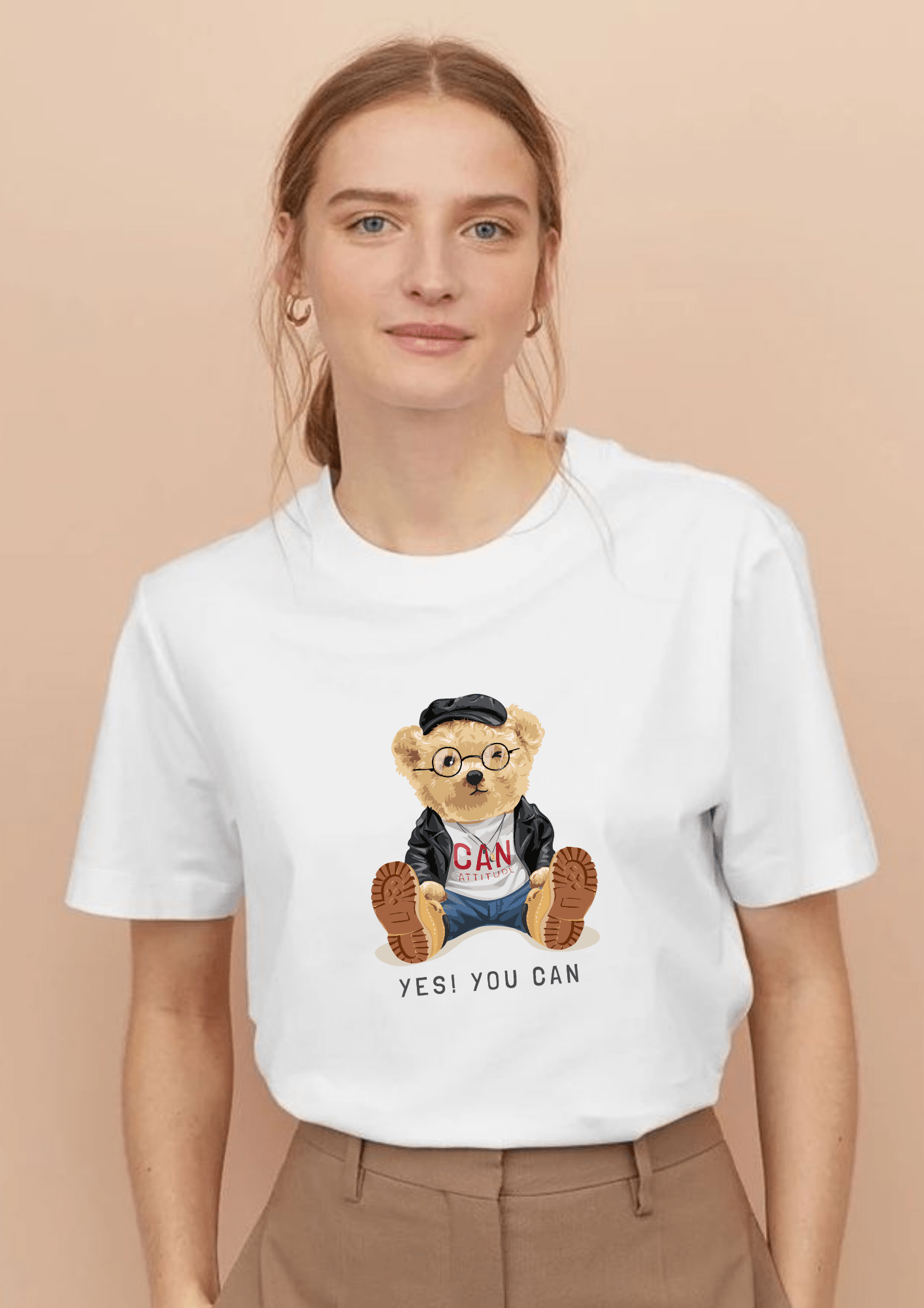 TEDDY PRINTED WHITE TSHIRTS FOR WOMEN - Creazywolfs