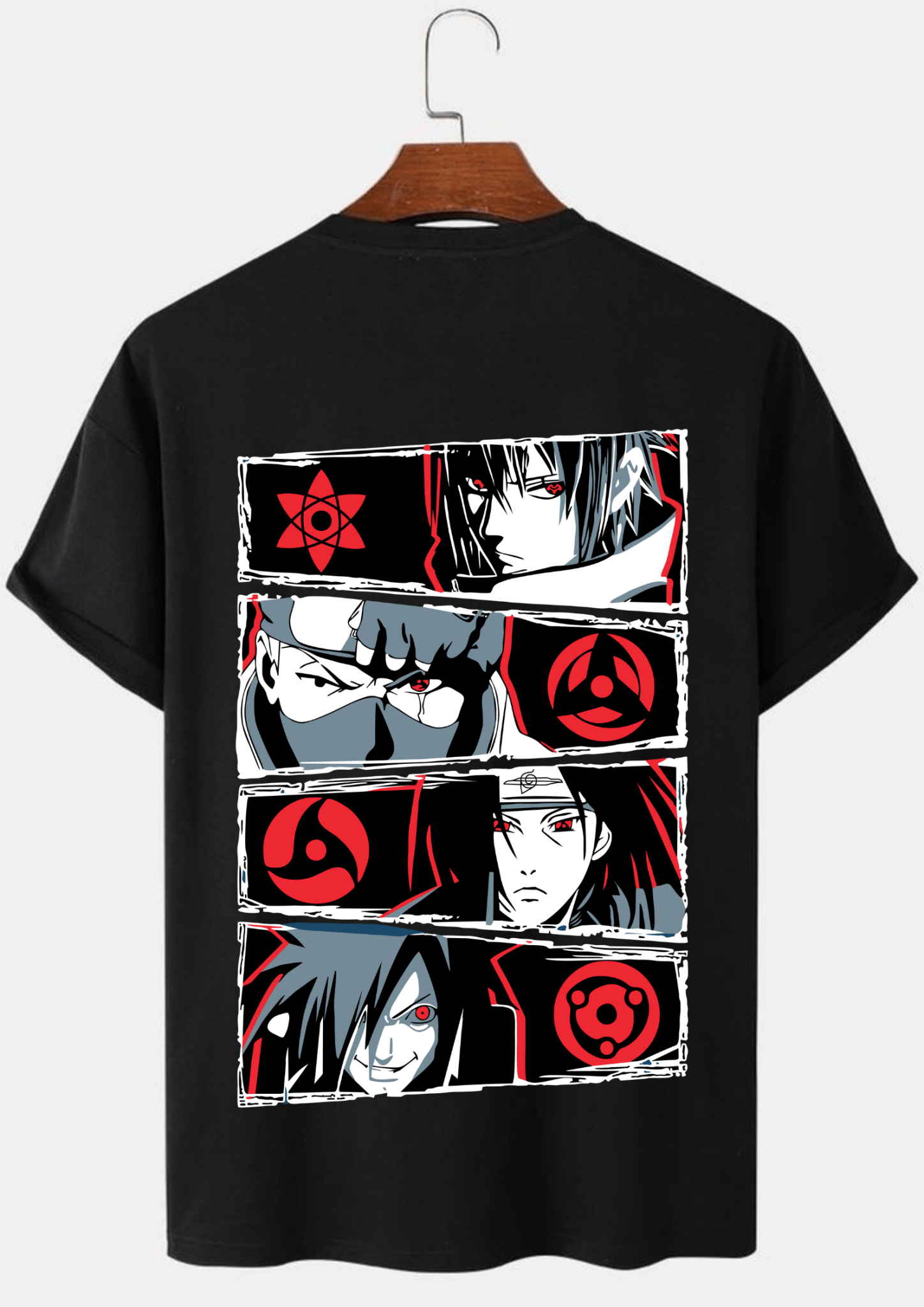 UCHIHA CLAN PRINTED BLACK TSHIRTS FOR MEN - Creazywolfs